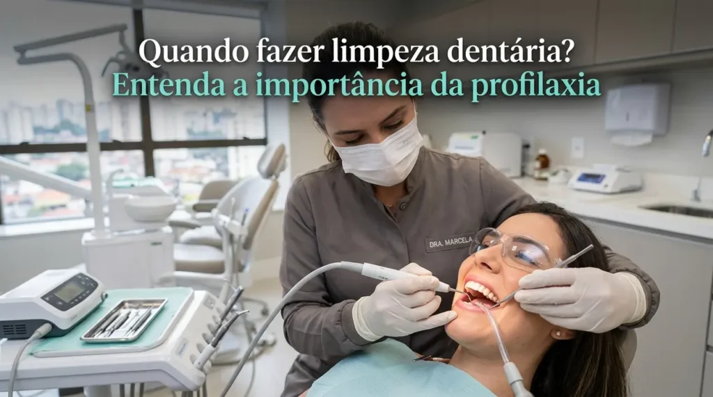 Dentista realizando limpeza dentária profissional na Sorriso Ranzani em São Bernardo do Campo